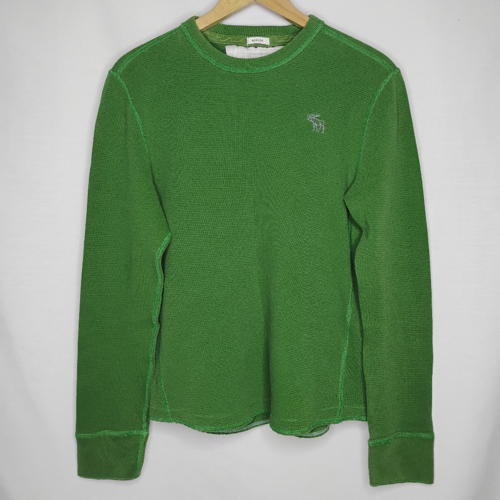 Men's M Vintage Abercrombie & Fitch New York Muscle Green Thermal Reverse Seam